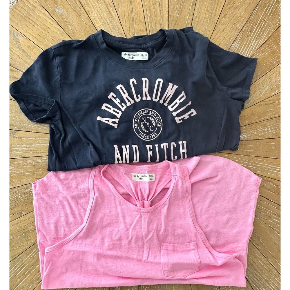 Abercrombie Kids T-shirt Lot Girls 13/14 Blue Knotted & Pink